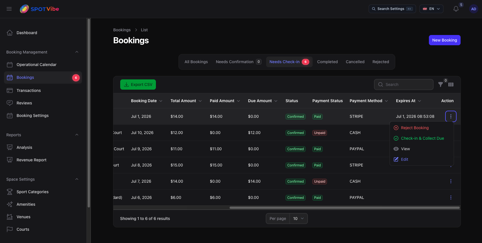 Filament Manager Dashboard - Booking Check-in & Scanner