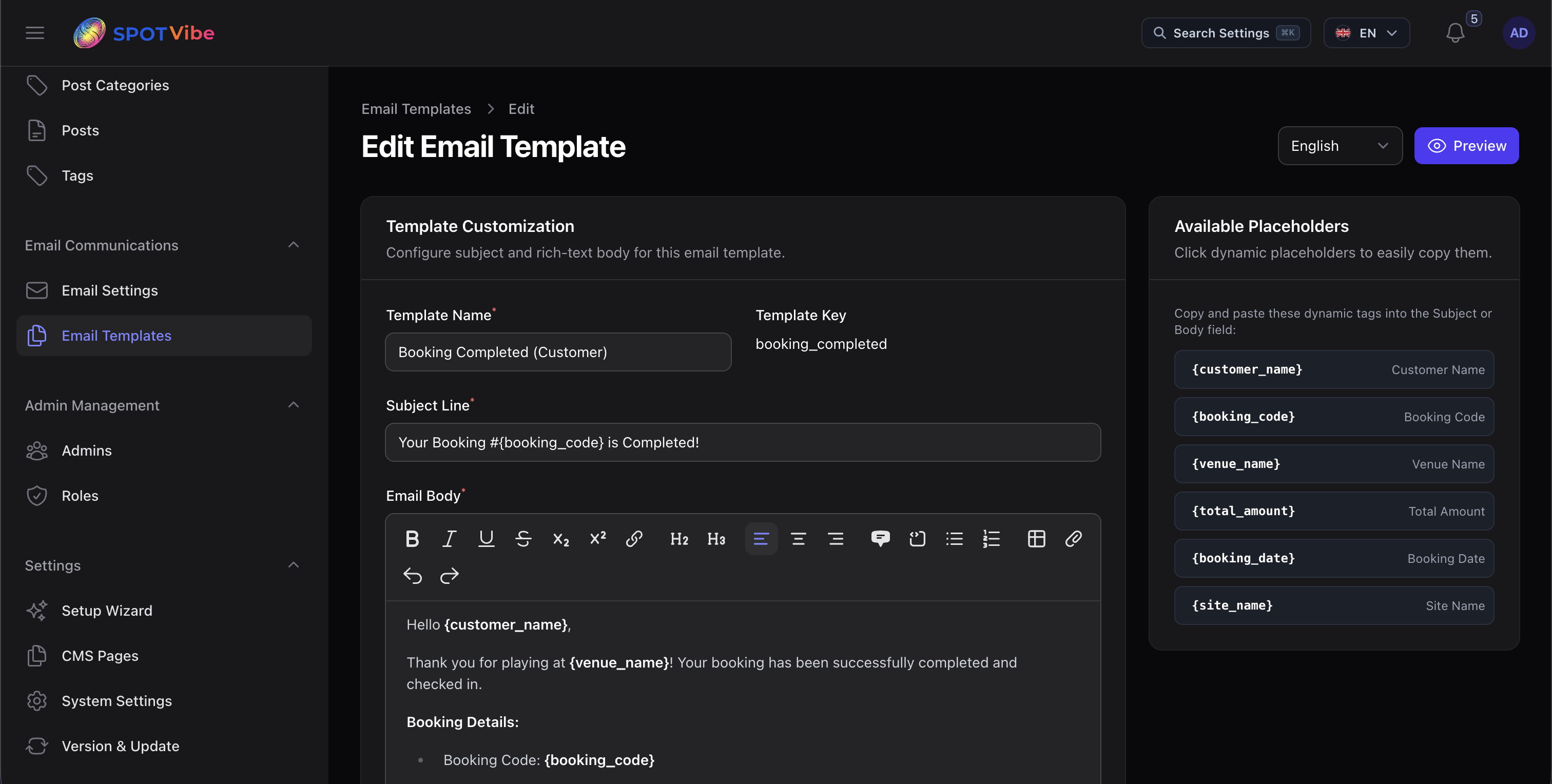 Filament Admin - Email Templates