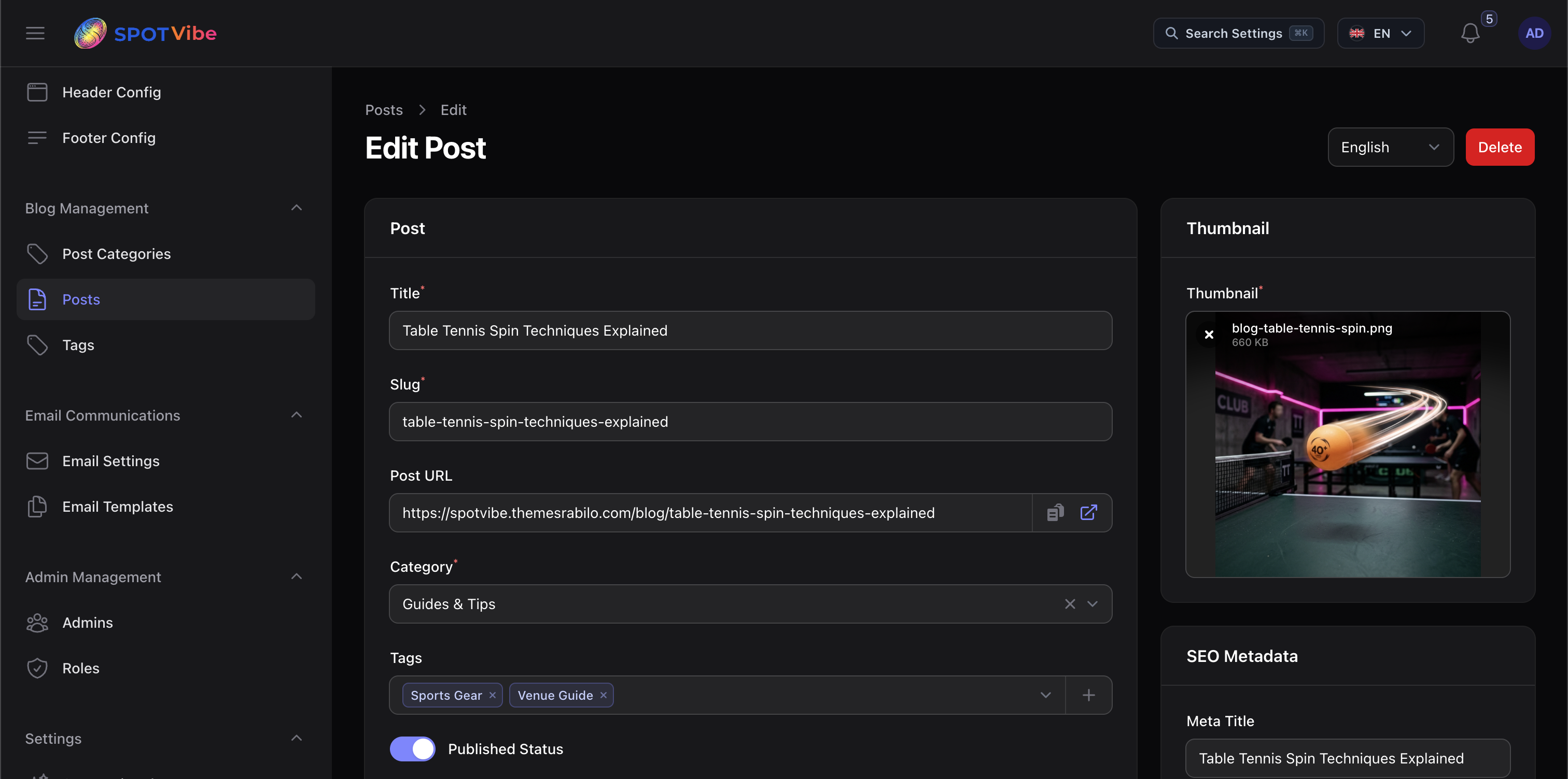 Filament Admin - Post/Blog Detail
