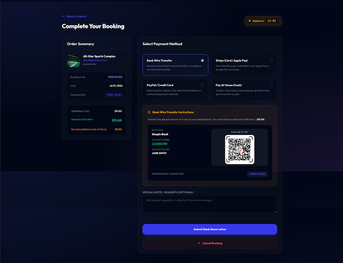 Checkout Screen - Bank Transfer Details