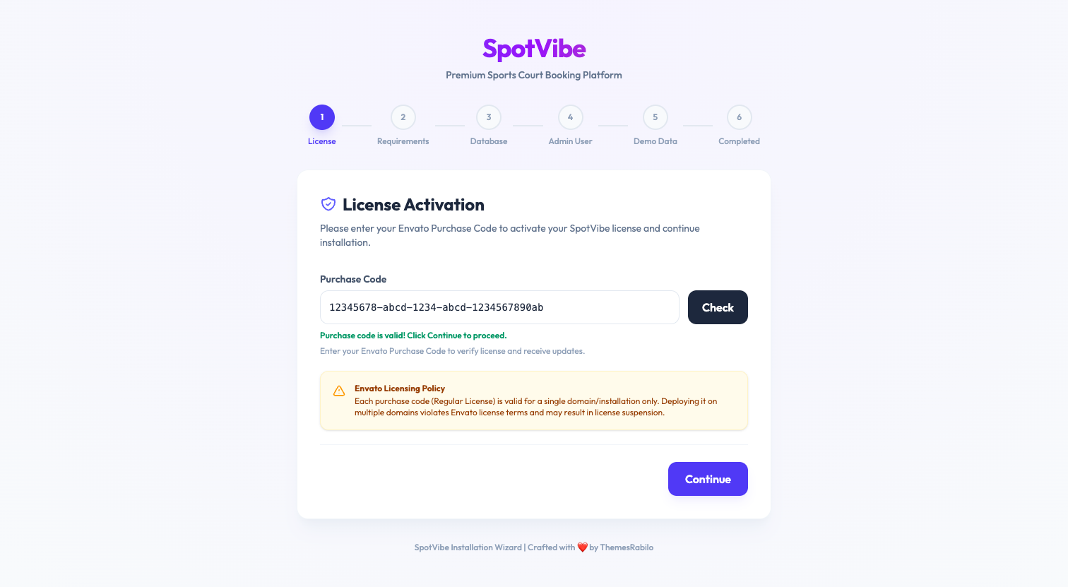 Web Installer - License Verification Page